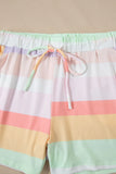 Rainbow Striped Round Neck T Shirt and Shorts Lounge Set Lingerie & Nightwear