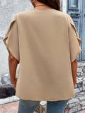 Honey Plus Size V-Neck Flutter Sleeve Blouse 