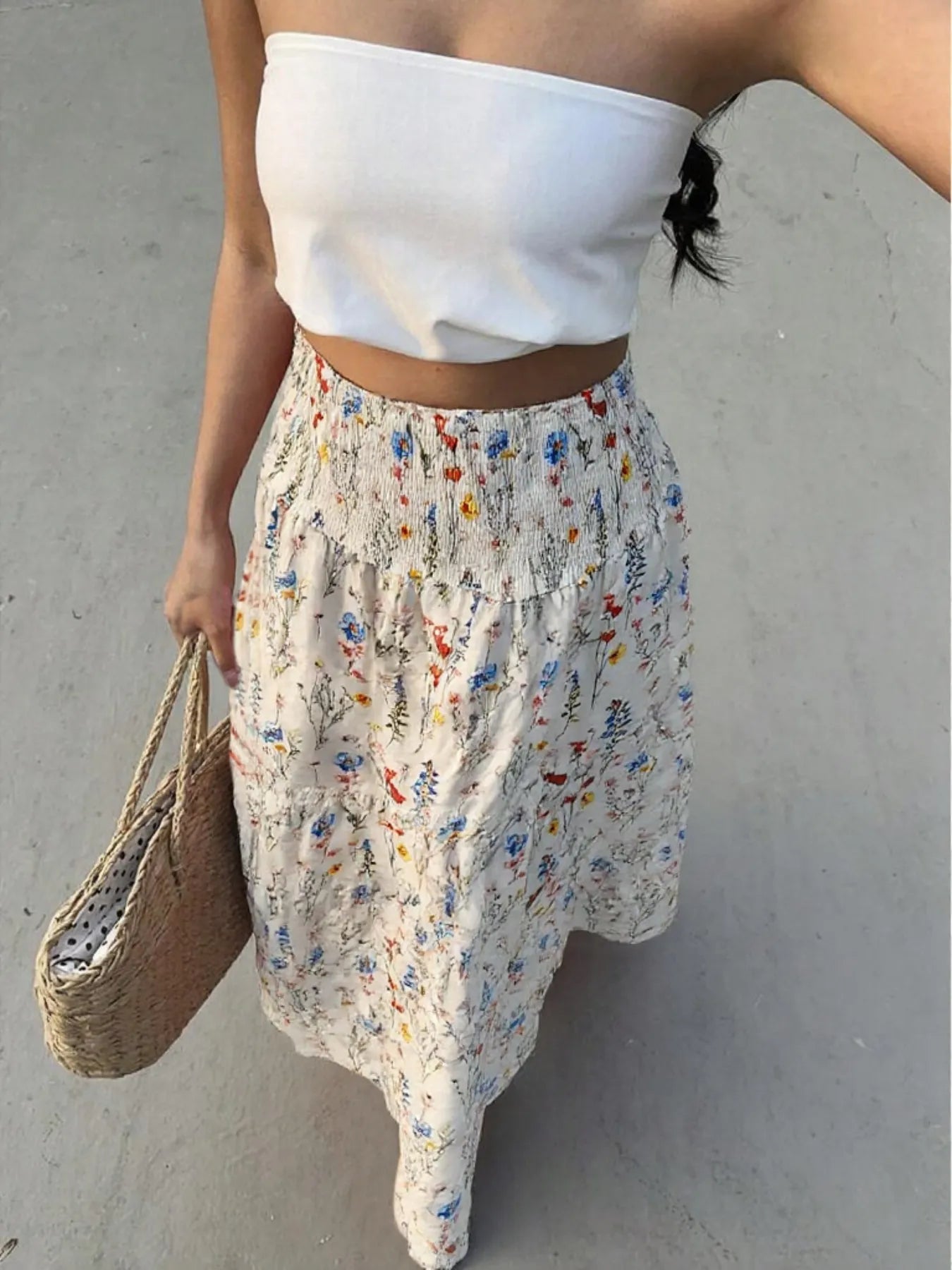 Floral Tiered Maxi Skirt 