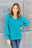 Basic Bae Full Size V-Neck Lantern Sleeve Top 