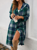 Devine Plaid Long Sleeve Hooded Coat 
