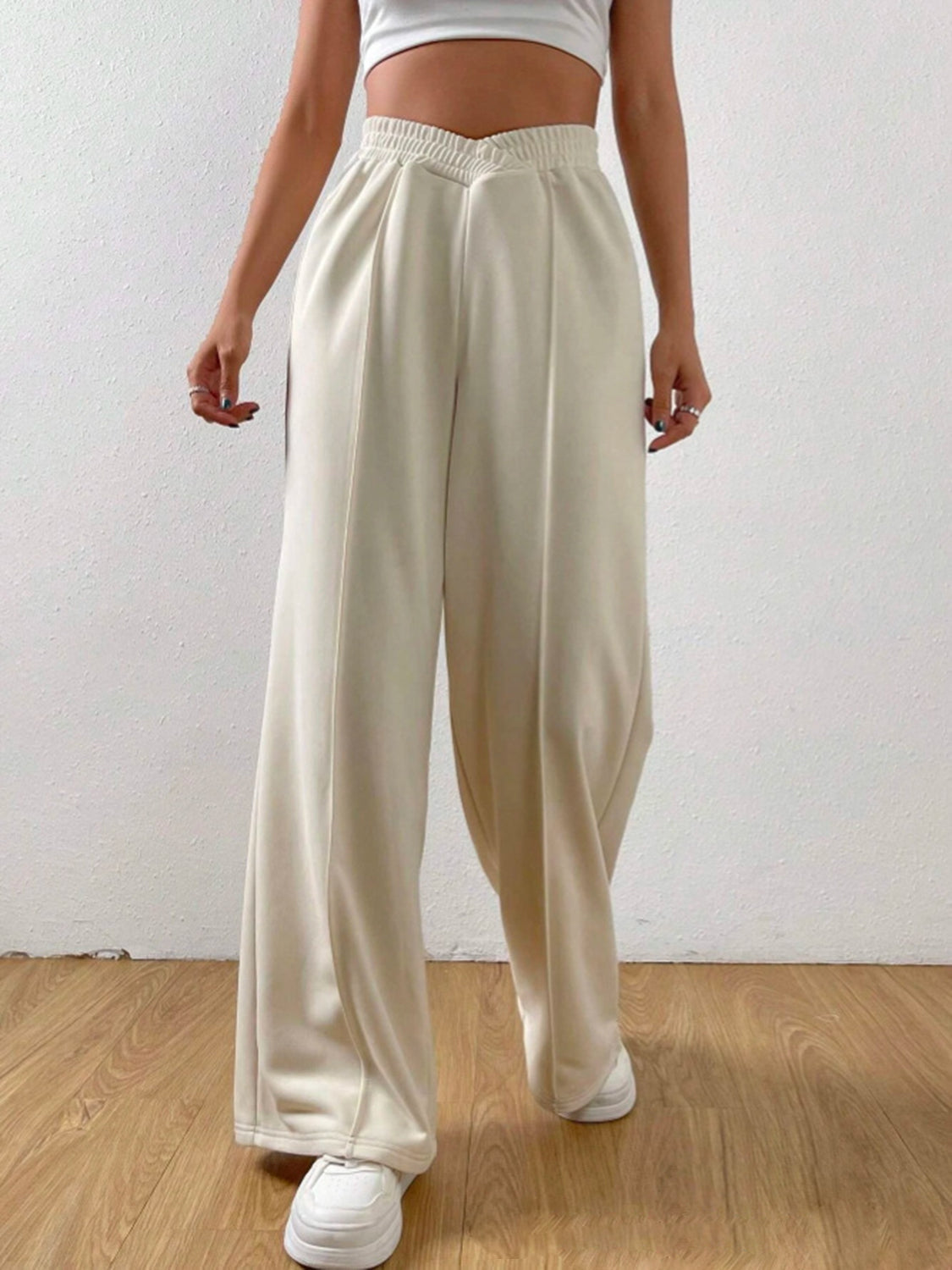 Elastic Waist Wide Leg Pants 