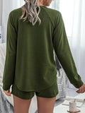 Round Neck Raglan Sleeve Top and Shorts Lounge Set Lingerie & Nightwear