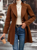 Collared Neck Button Up Long Sleeve Coat 