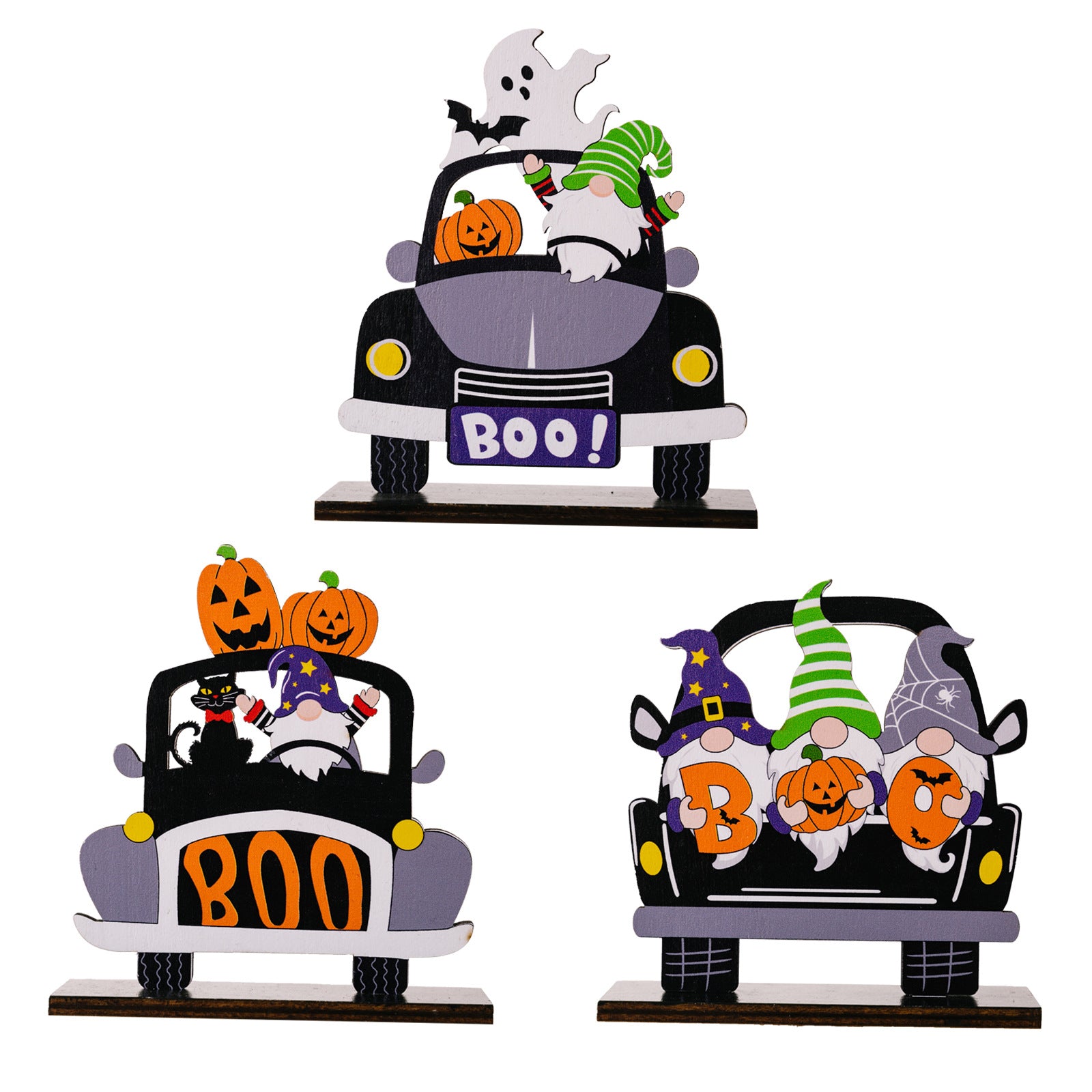 3-Piece Halloween Element Car-Shape Ornaments 