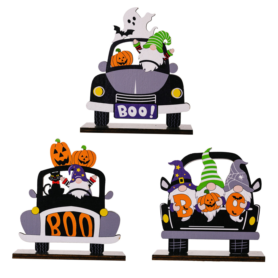 3-Piece Halloween Element Car-Shape Ornaments 