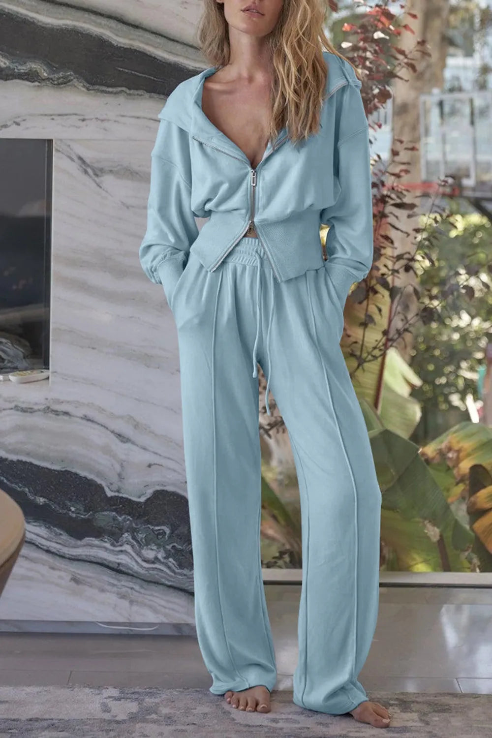 Zip-Up Hoodie and Pants Active Set 