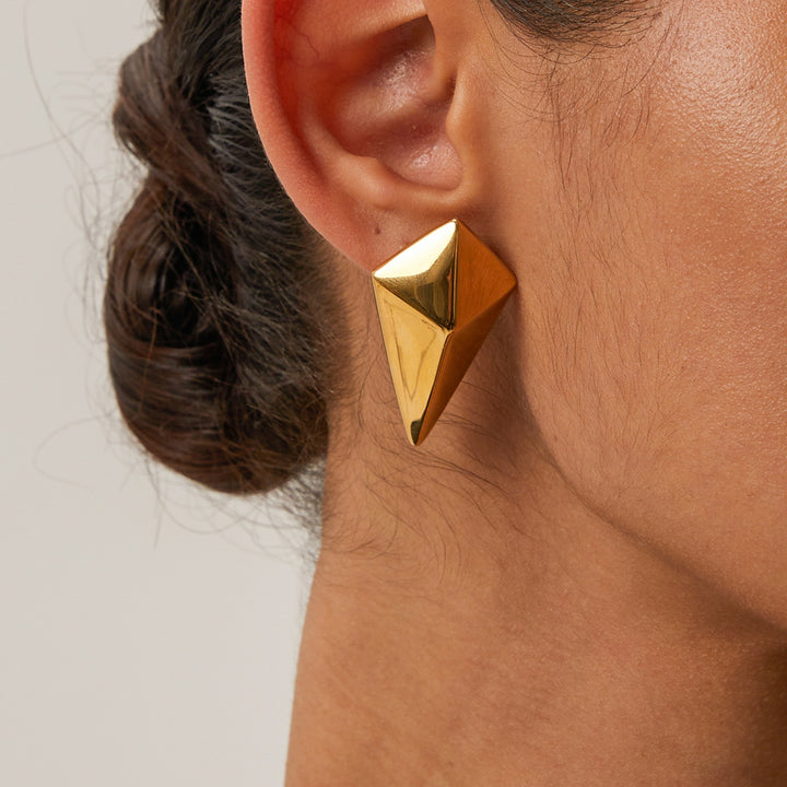 Stainless Steel 18K Gold-Plated Geometric Earrings 