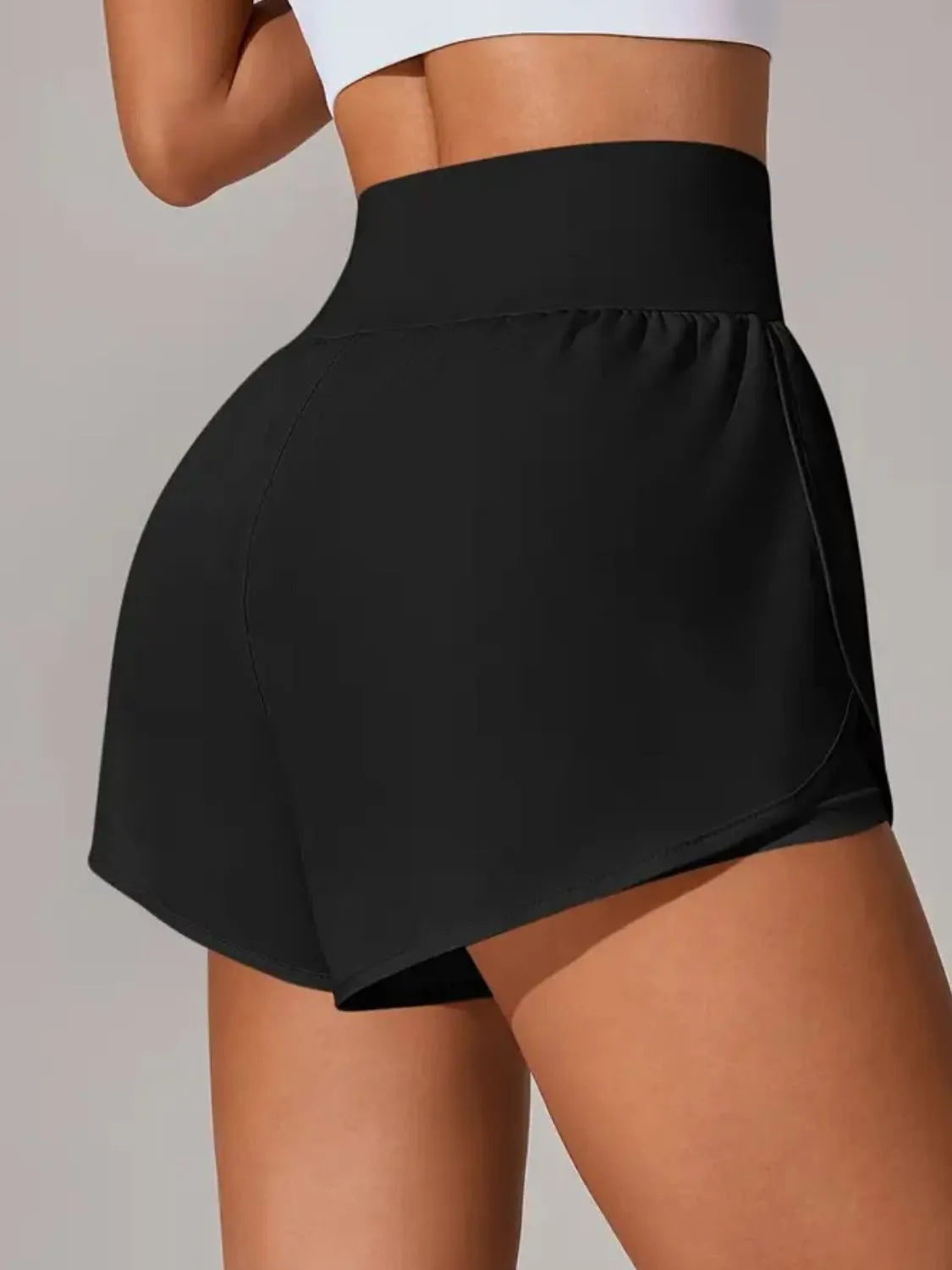 Pocketed High Waist Active Shorts 