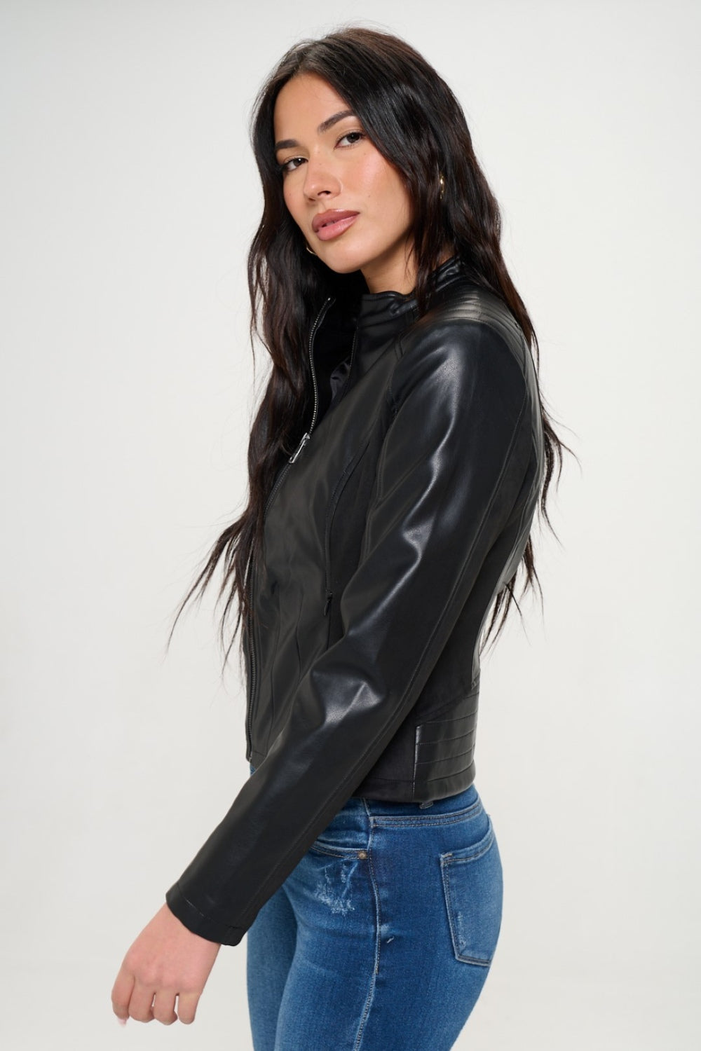 Coalition LA Zip Up Vegan Moto Jacket 
