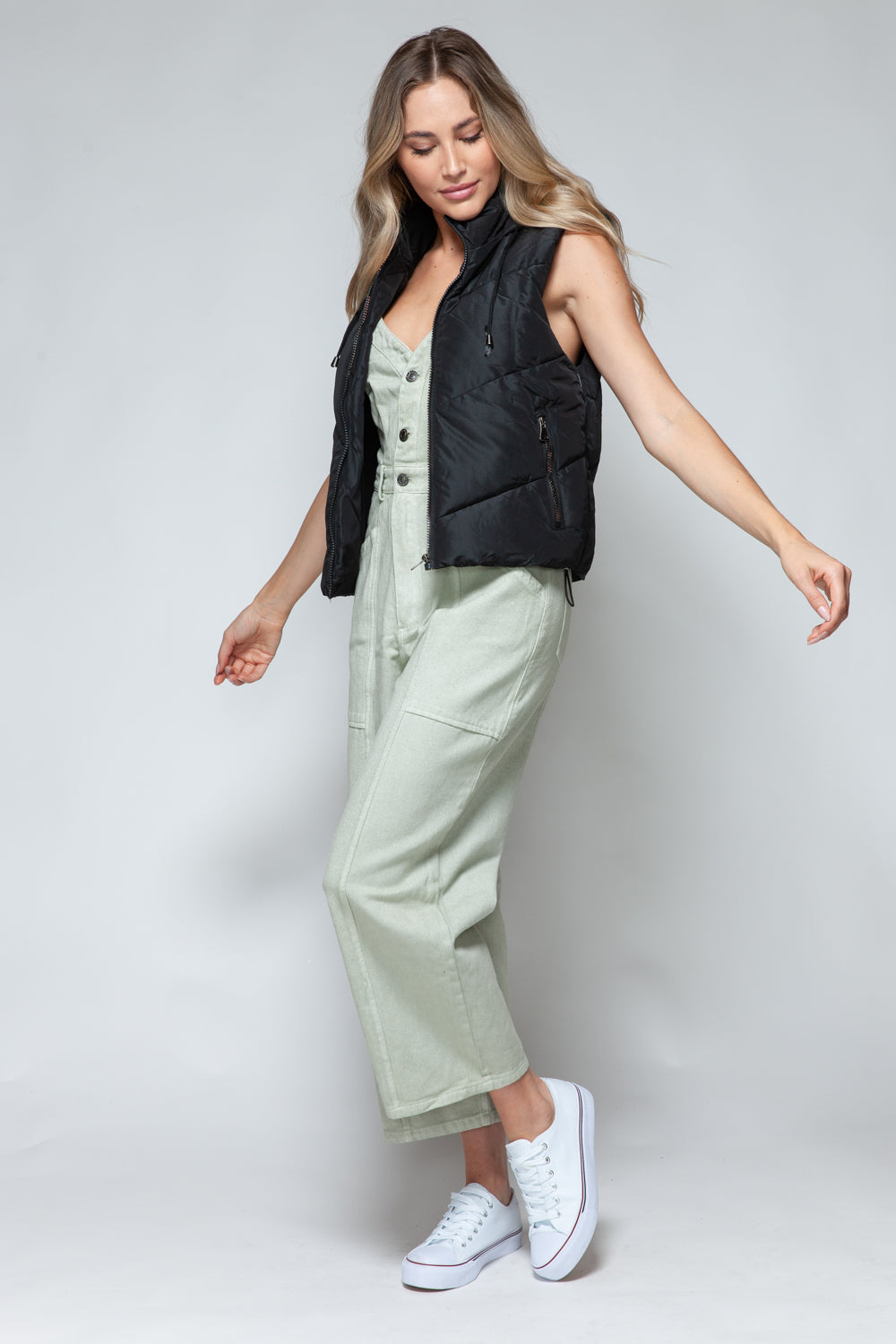 Snobbish Zip Up Quilted Hooded Vest 