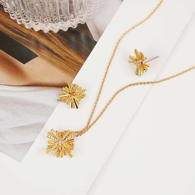 Starburst Gold-Plated Earrings and Necklace Set 