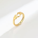 Hand Heart Shape 925 Sterling Silver Open Ring 