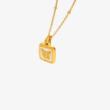 Butterfly Square Titanium Steel Pendant Necklace 