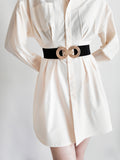 Geometric Buckle Elastic Wide Belt 