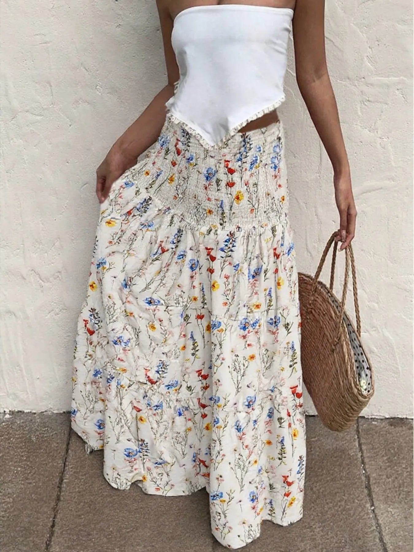 Floral Tiered Maxi Skirt 