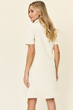 Double Take Full Size Texture Collared Neck Short Sleeve Dress 