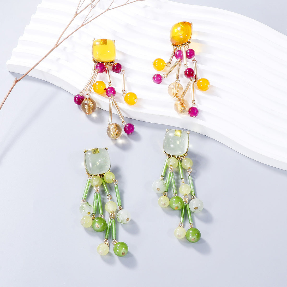 Acrylic Bead Dangle Earrings 