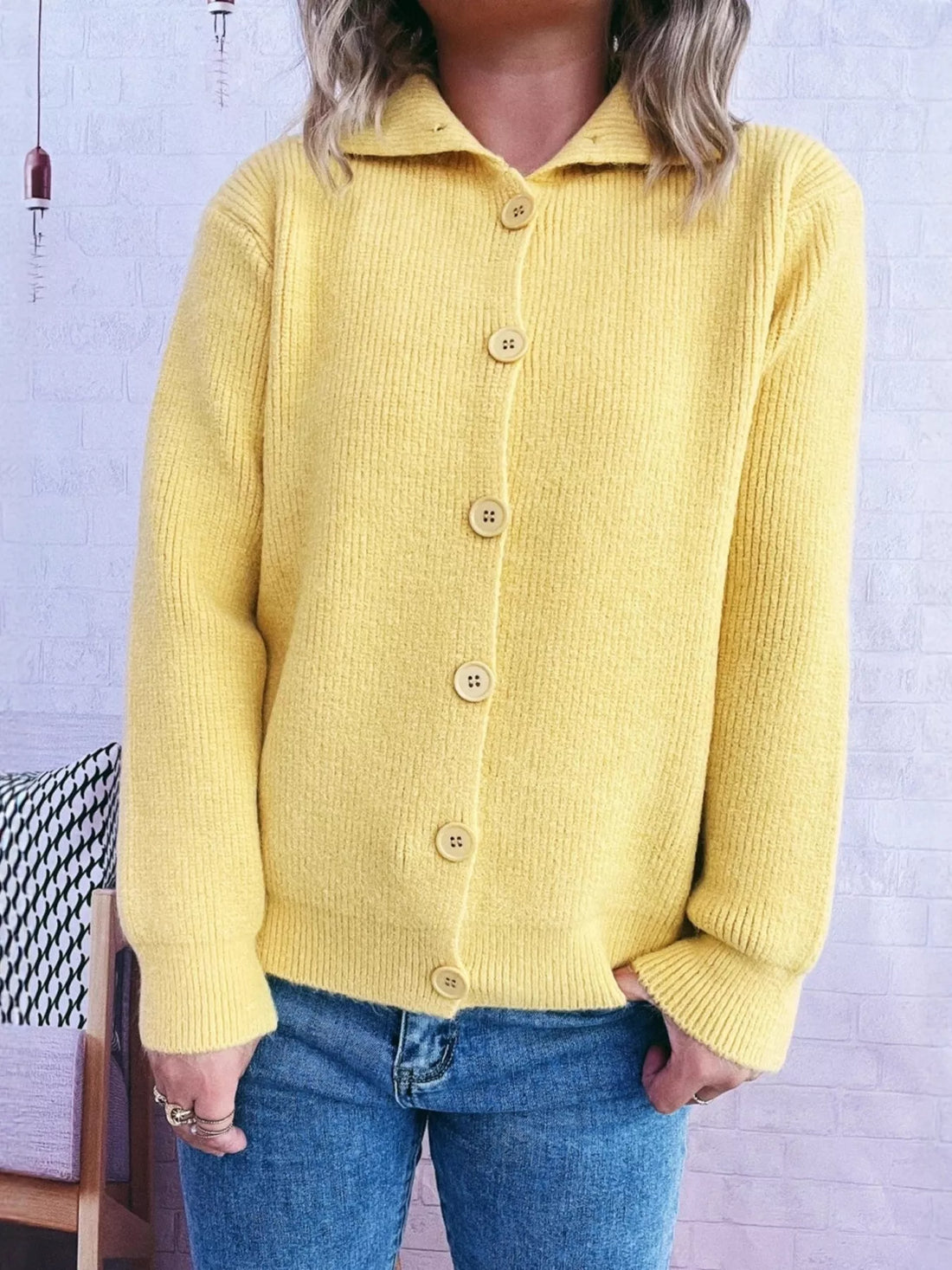 Ribbed Button-Up Cardigan 