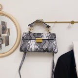 PU Leather Snakeskin Print Crossbody Bag 