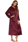 Zip Front Hooded Night Dress with Pockets 