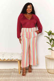 Double Take Striped Smocked Waist Pants with Pockets 