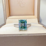 2 Carat 925 Sterling Silver Rectangle Shape Moissanite Ring 
