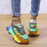 Lace-Up Mesh Round Toe Platform Sneakers 
