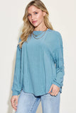 Basic Bae Full Size Ribbed Round Neck Long Sleeve T-Shirt Sweaters & Cardigans