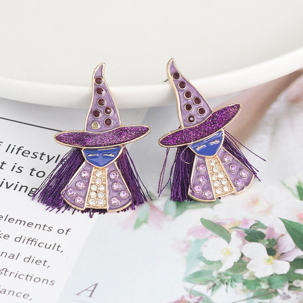Witch Rhinestone Alloy Earrings 