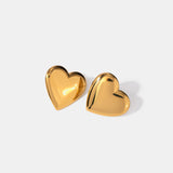 Stainless Steel Heart Stud Earrings 