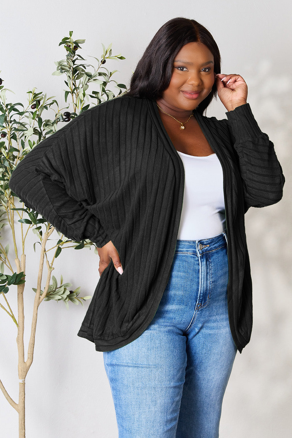 Basic Bae Full Size Ribbed Cocoon Cardigan 