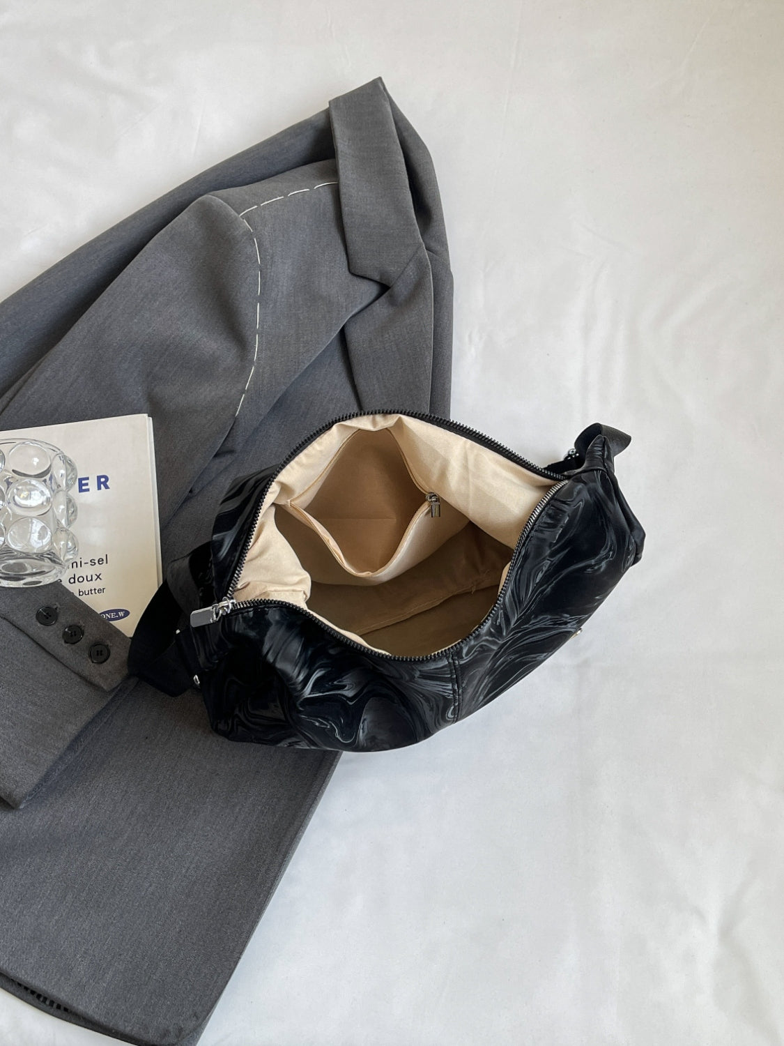 PU Leather Adjustable Strap Shoulder Bag 