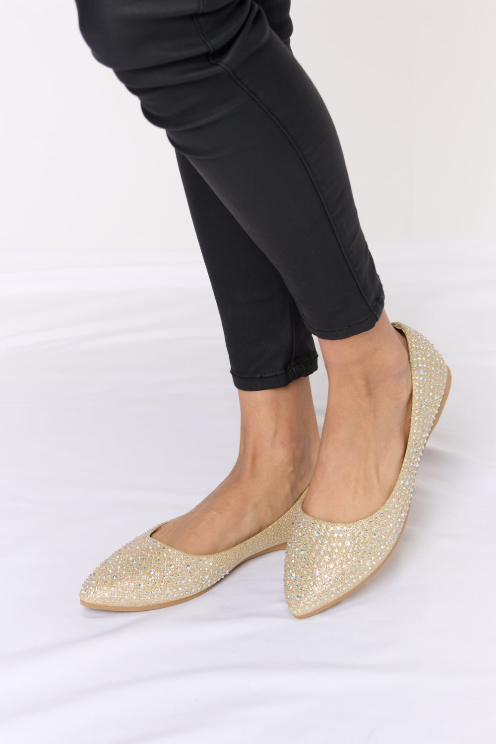 Forever Link Rhinestone Point Toe Flat Slip-Ons 
