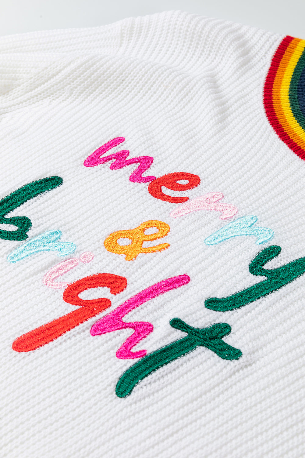 MERRY & BRIGHT Ribbed Round Neck Sweater 