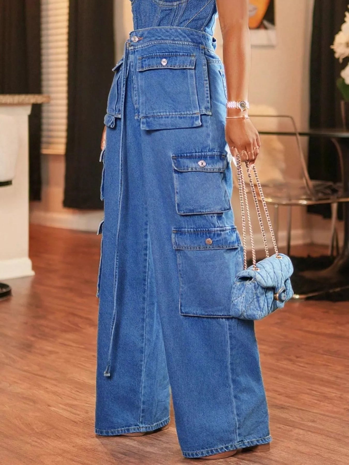 Wide Leg Cargo Jeans 
