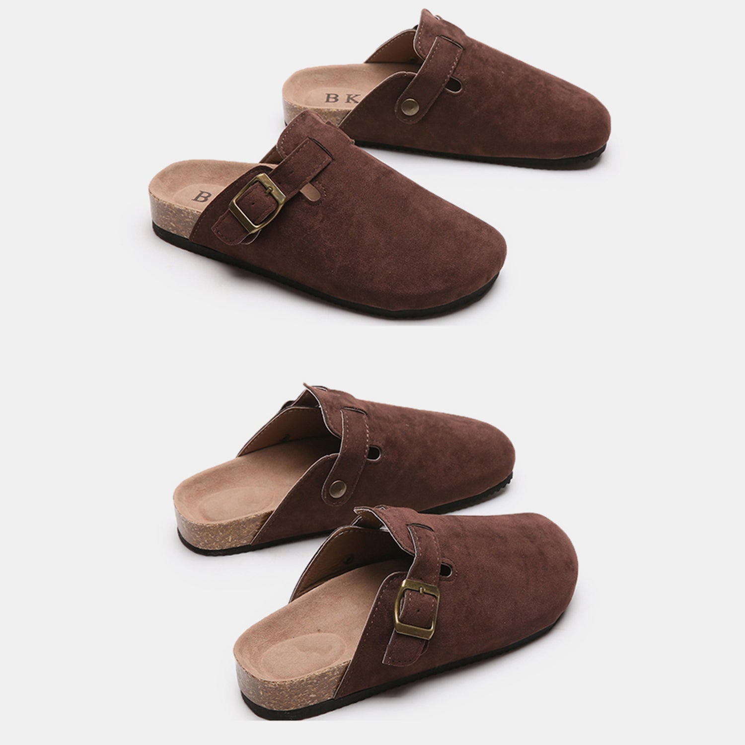 Suede Closed Toe Buckle Slide 