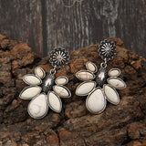 Artificial Turquoise Flower Earrings 