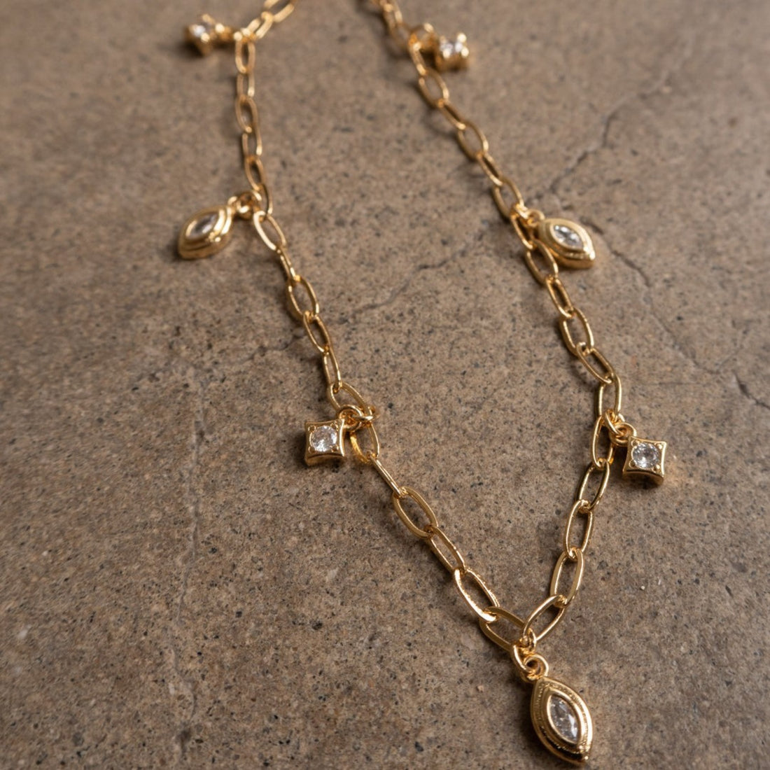 18K Gold-Plated Copper Inlaid Zircon Necklace 