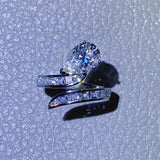 3 Carat Moissanite Zircon 925 Sterling Silver Bypass Ring 