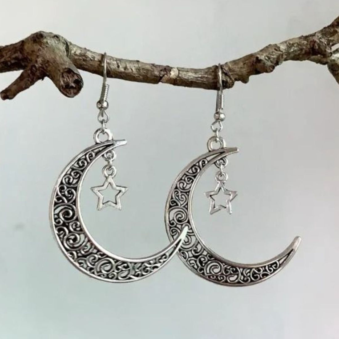 Alloy Cutout Moon Earrings 