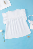Plus Size Ruffled Notched Cap Sleeve Blouse 