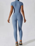 Basic Bae Half Zip Short Sleeve Active Jumpsuit 
