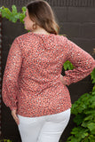 Plus Size Leopard Long Sleeve T-Shirt 