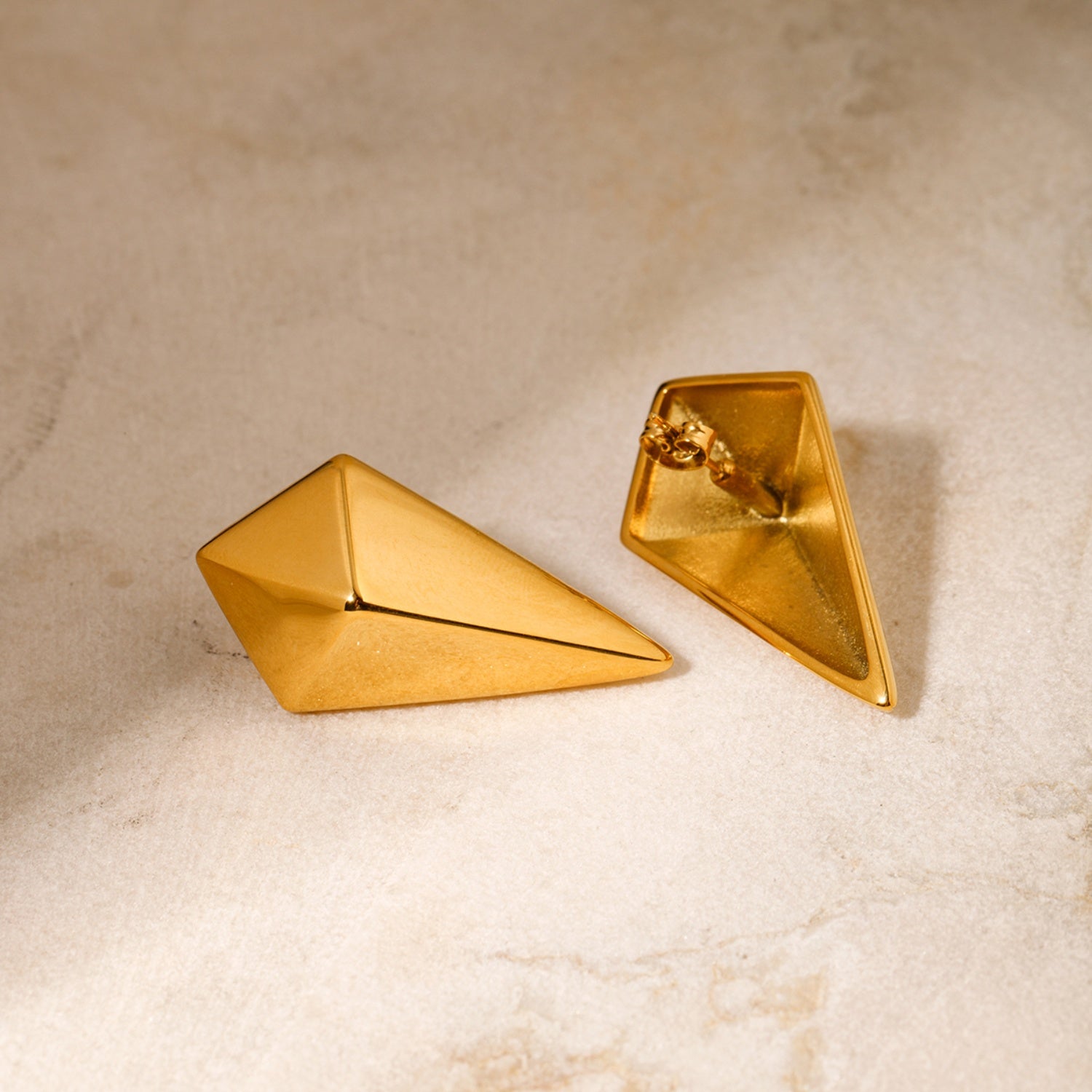 Stainless Steel 18K Gold-Plated Geometric Earrings 