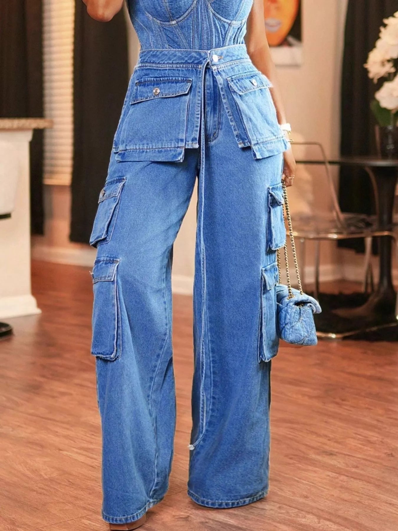 Wide Leg Cargo Jeans 