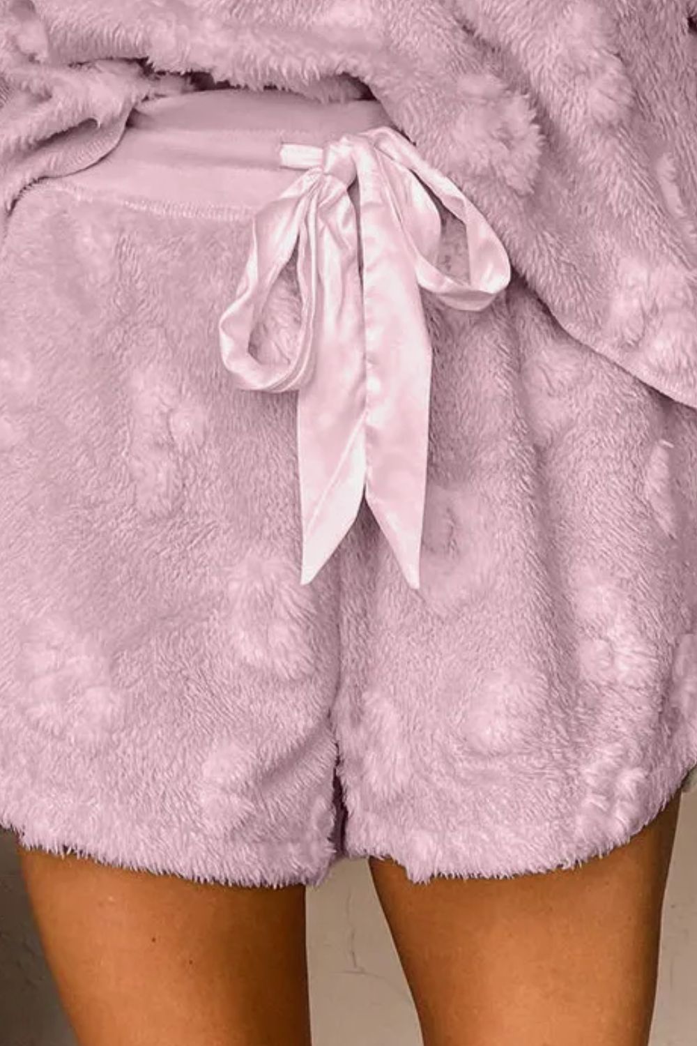 Round Neck Long Sleeve Top and Shorts Lounge Set 