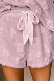 Round Neck Long Sleeve Top and Shorts Lounge Set 