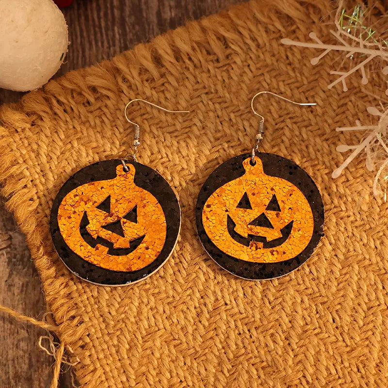 PU Leather Pumpkin Earrings 