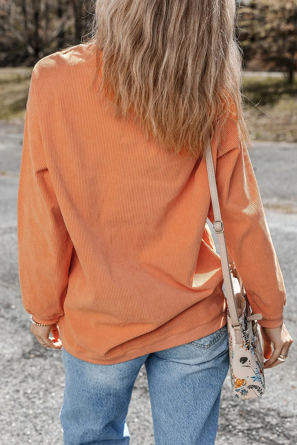 Sequin Pumpkin Round Neck Long Sleeve Sweatshirt 